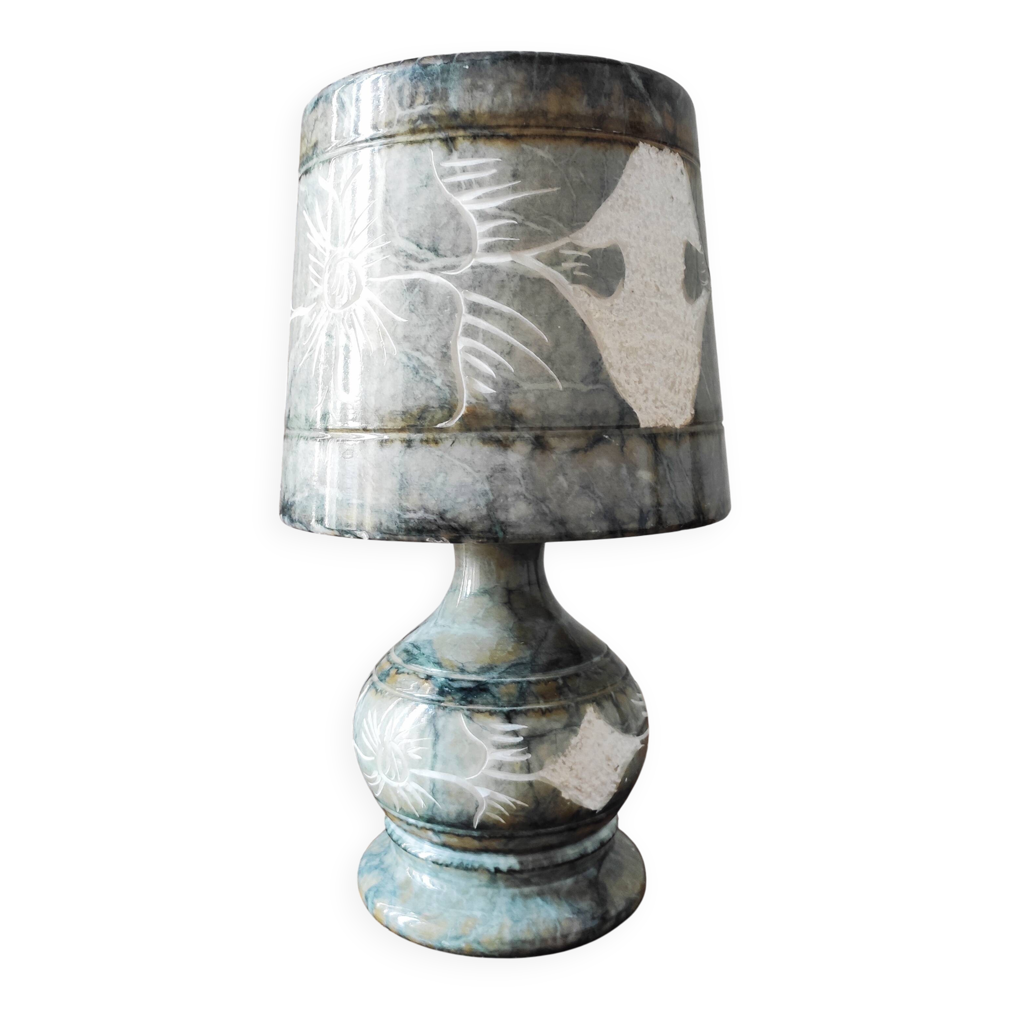 Lampe vintage 70 en onyx gris