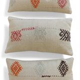 Set of Three Vintage Moorish Style Handloom Wool Kilim Pillows