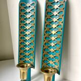 Swedish Grace Pair of Wall Candle holders Sconces in painted metal & b