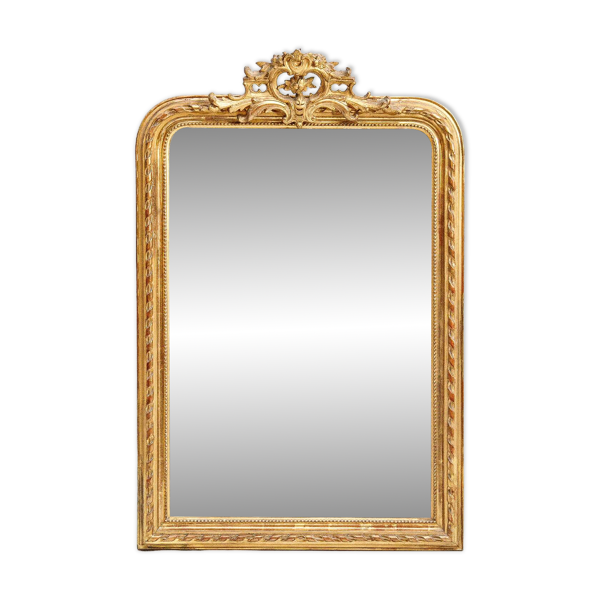 Miroir Louis-Philippe du XIXe siècle avec cadre ruban trompe-l’œil