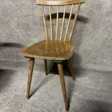Série Lot de 8 anciennes chaises bistrot dlg scandinave en bois dossier cintré et barreaux