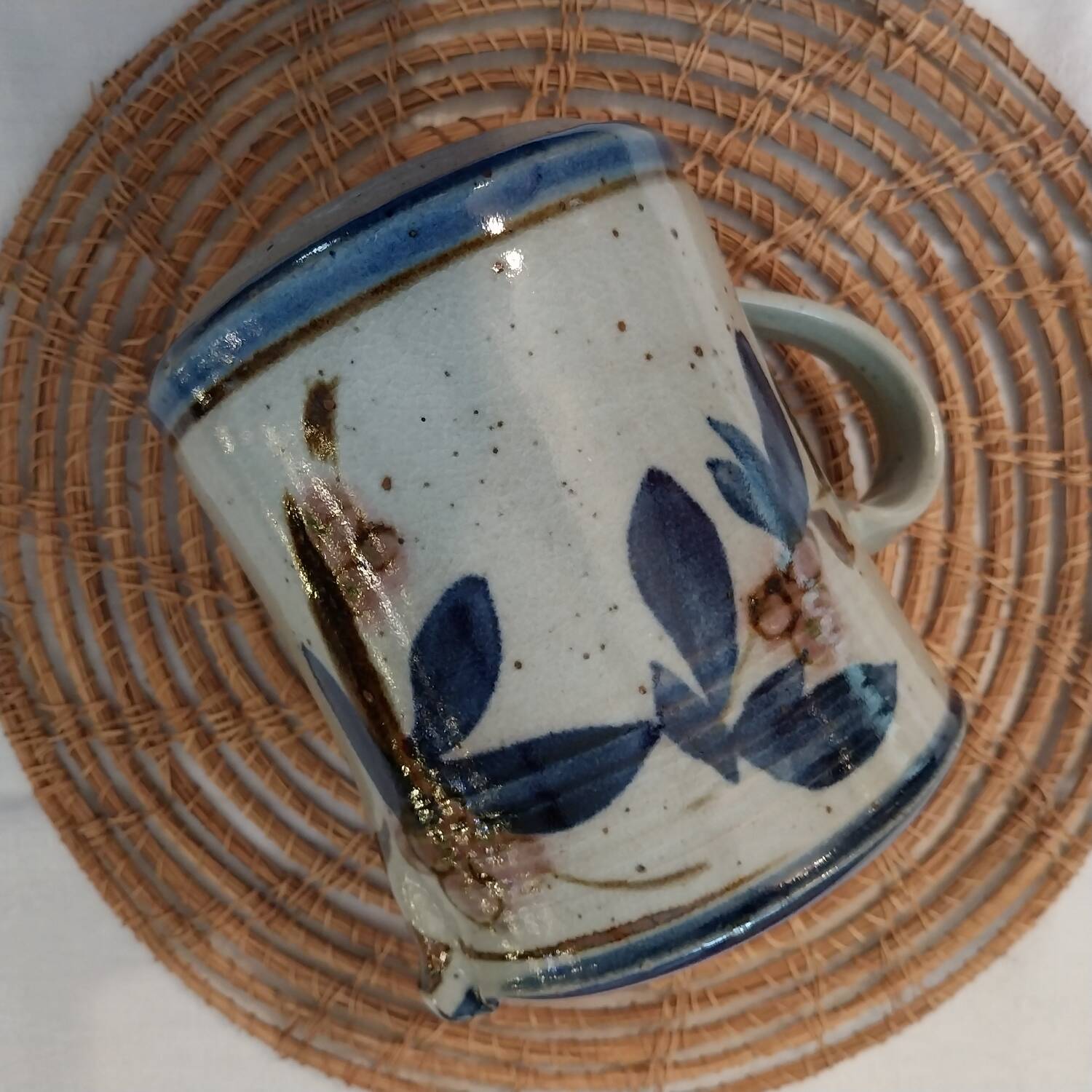 Speckled enamelled stoneware jug signed Christine Robert