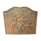 Plaque cheminée fonte scène chasse xxe old cast iron fireback
