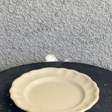 Compotier, earthenware from Longchamp France, enameled ceramic, slip, ecru, old