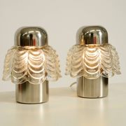 Two large, rare 1960s metal and glass table lamps by VEB Narva Leuchtenbau