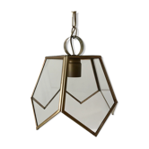 Brass pendant lamp and graphic gilded glass 60s-70s