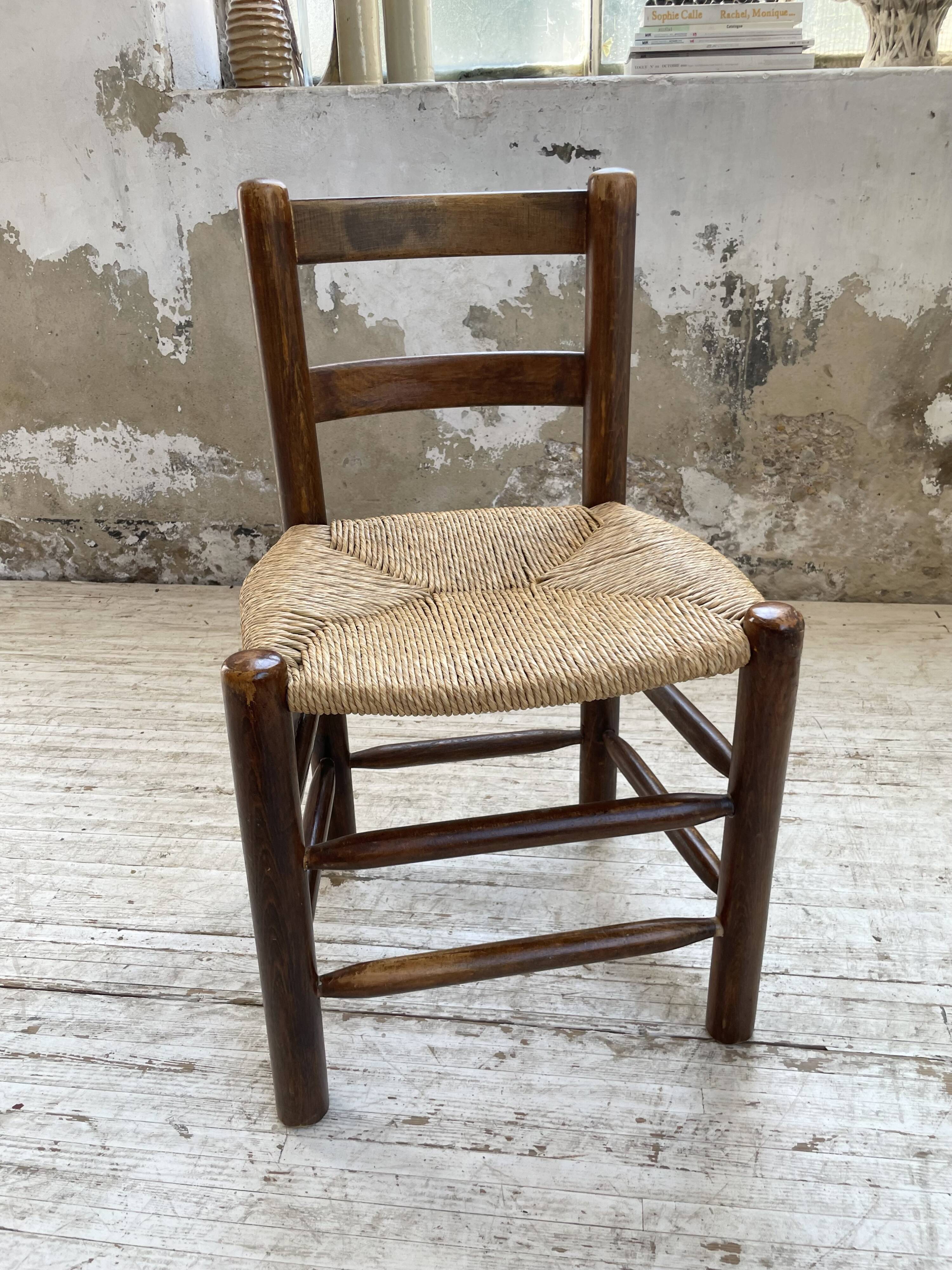 6 straw and oak chairs, mountain furniture