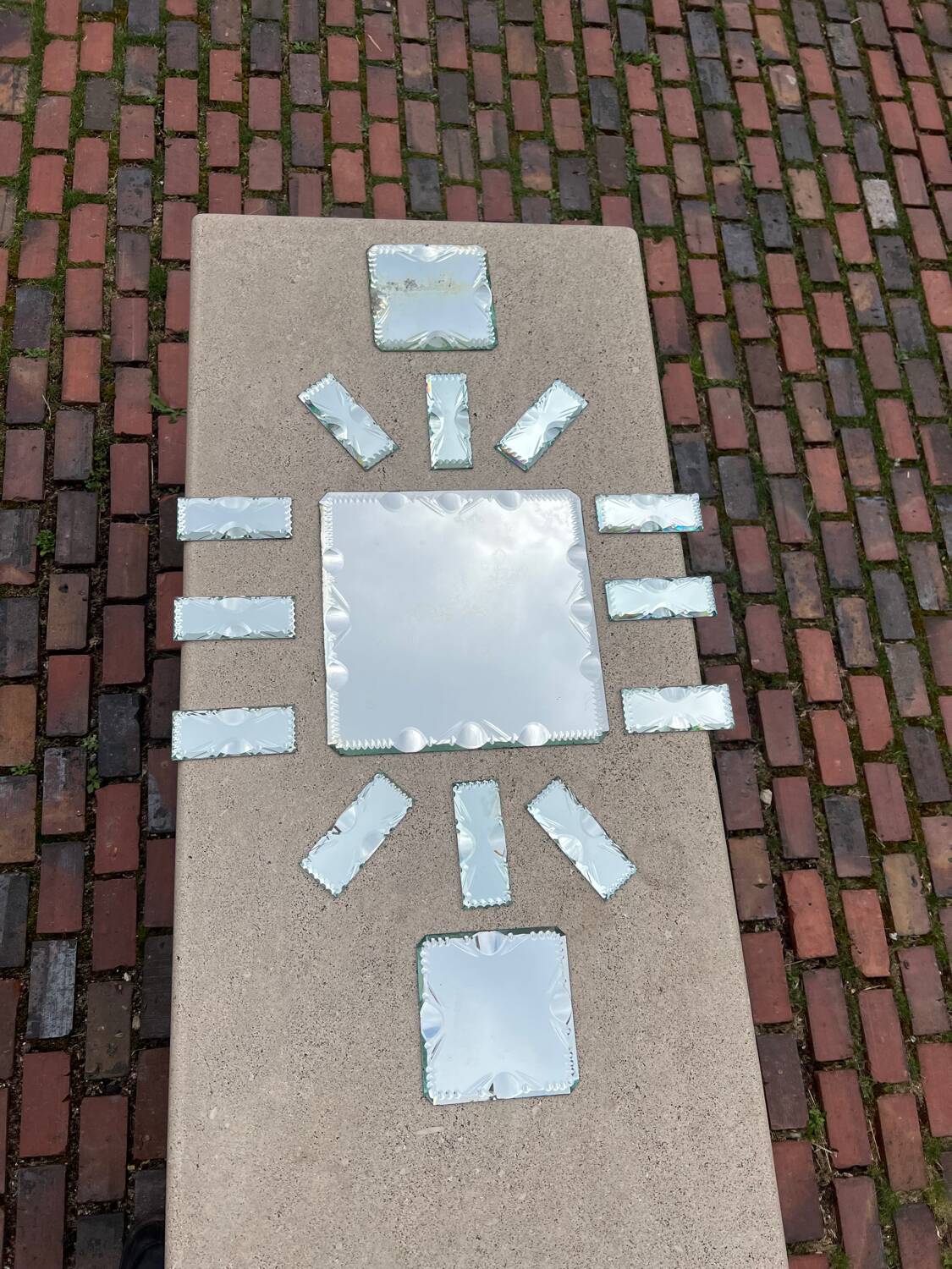 Beveled mirror glass - knife holders bottle coasters