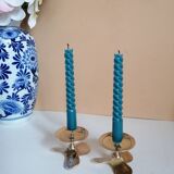 Two brass aviation propeller candle holders
