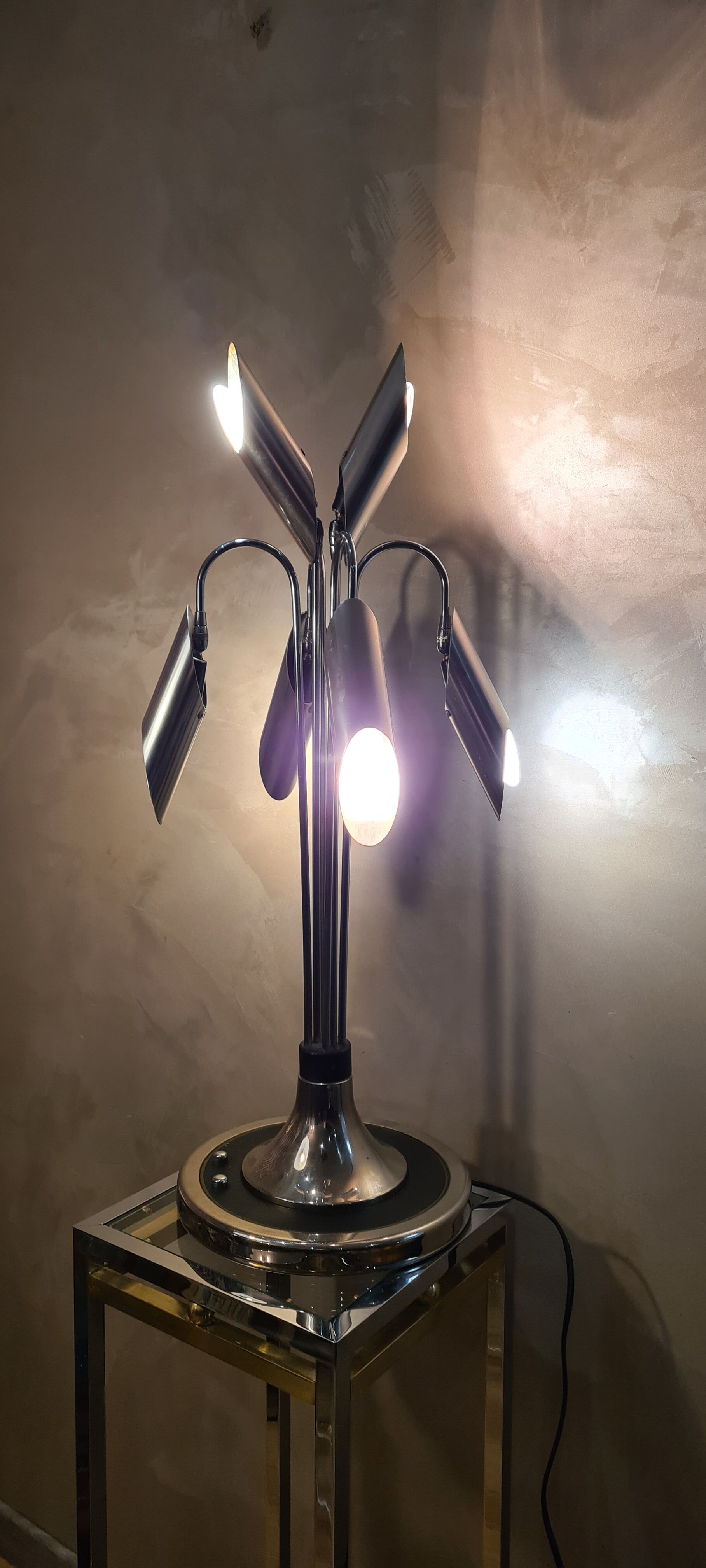 Space Age Chrome lamp and aluminum  Italy, 1970s 80x30