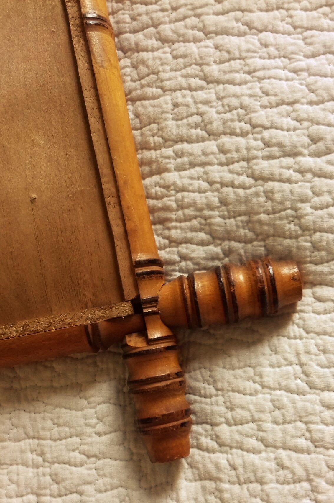 Vintage mirror turned bamboo wood chain years 30/50 - 40x46cm