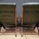 Pair of English Chesterfield armchairs in leather and solid wood