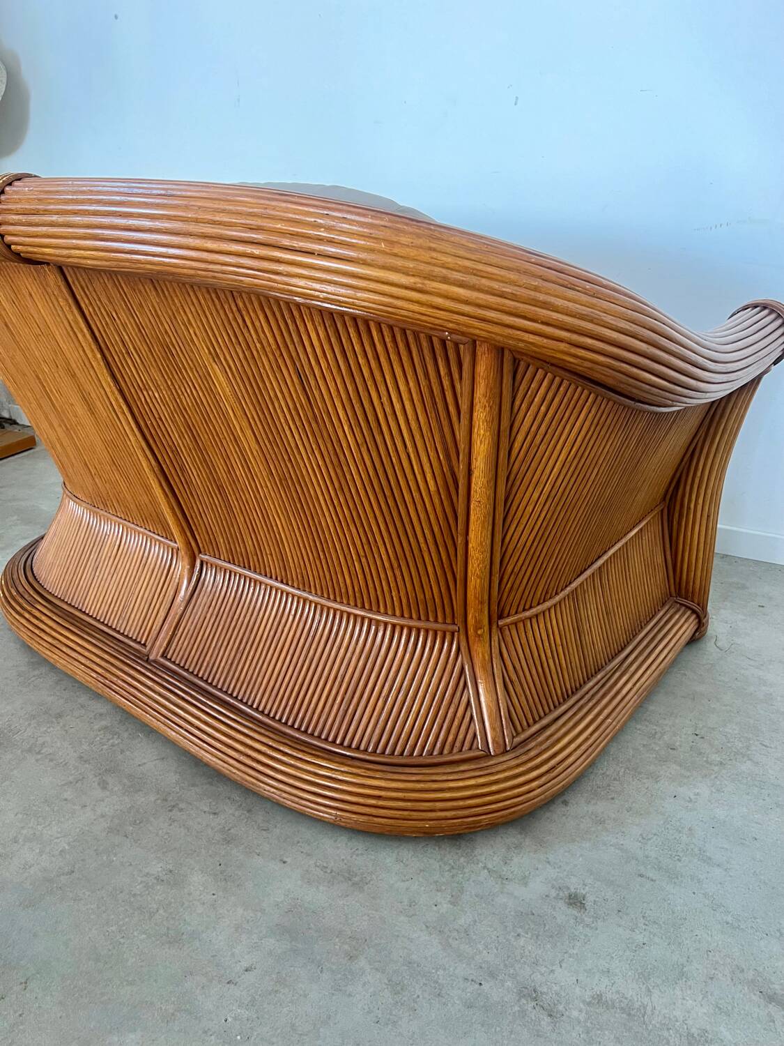 Old 2-seater rattan sofa Italian design from the 70s vintage