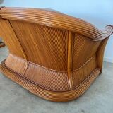 Old 2-seater rattan sofa Italian design from the 70s vintage