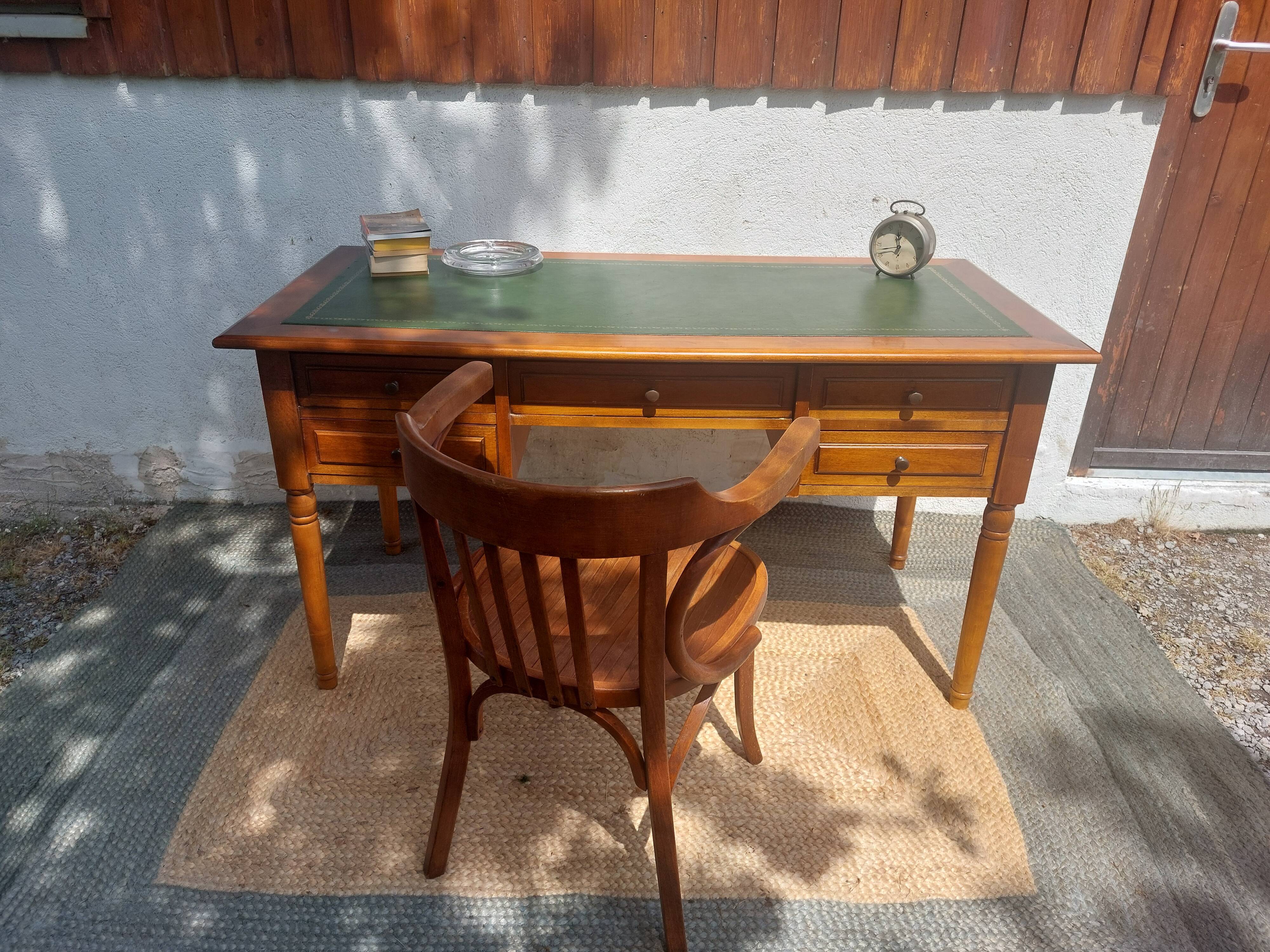 Green leather top desk