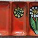 Vintage ceramic dish with 3 compartments and flower decor