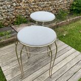 Pair of vintage 1960 stools in gold metal