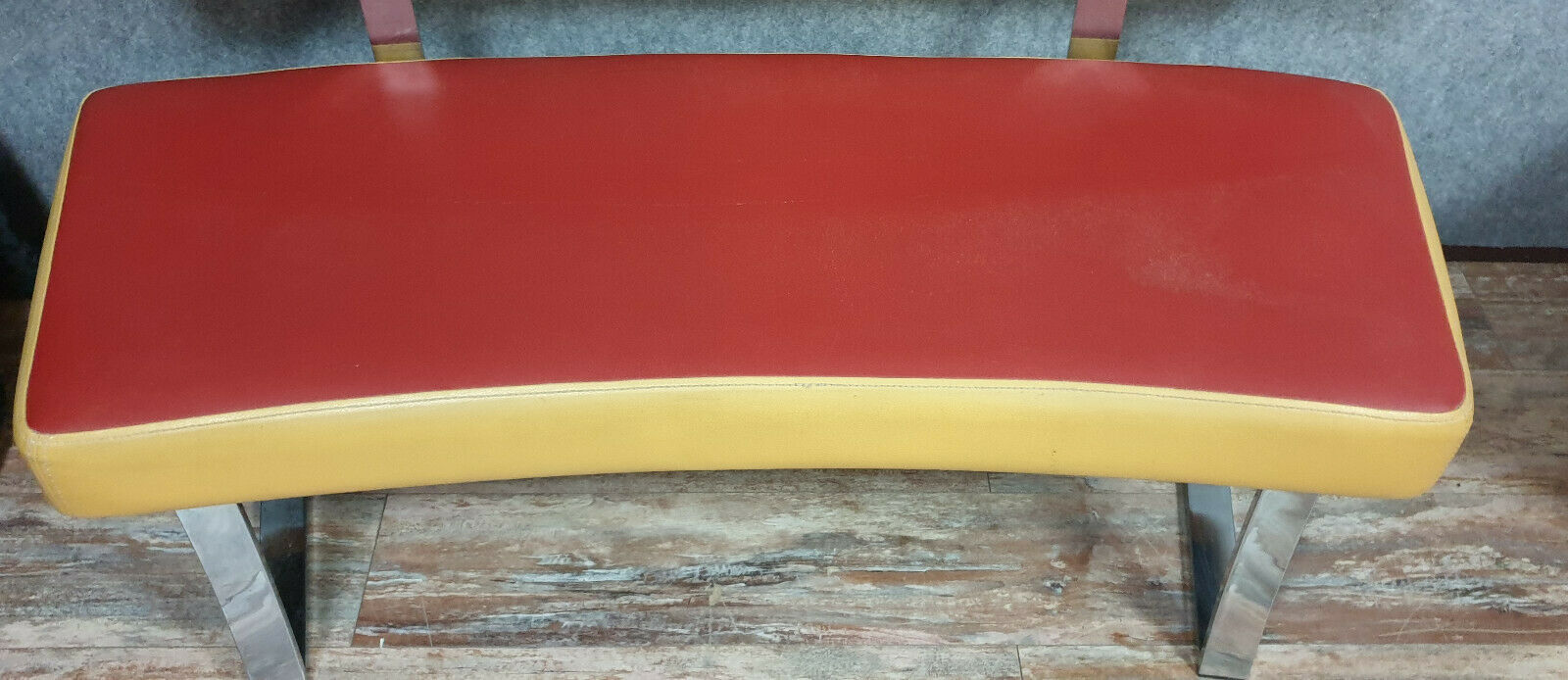 Pair of semi-moon benches in skai and chrome steel