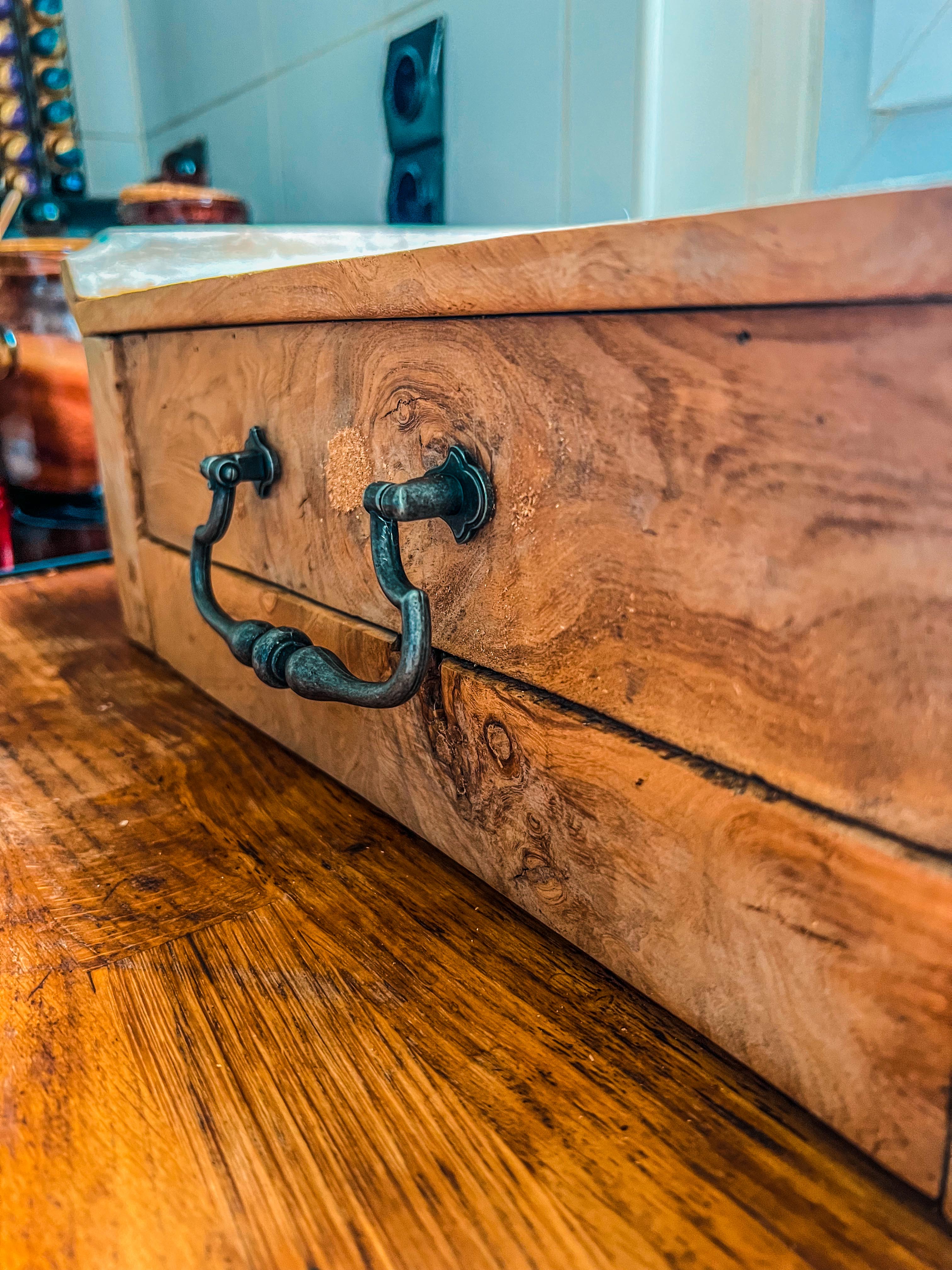 Olive wood storage cabinet