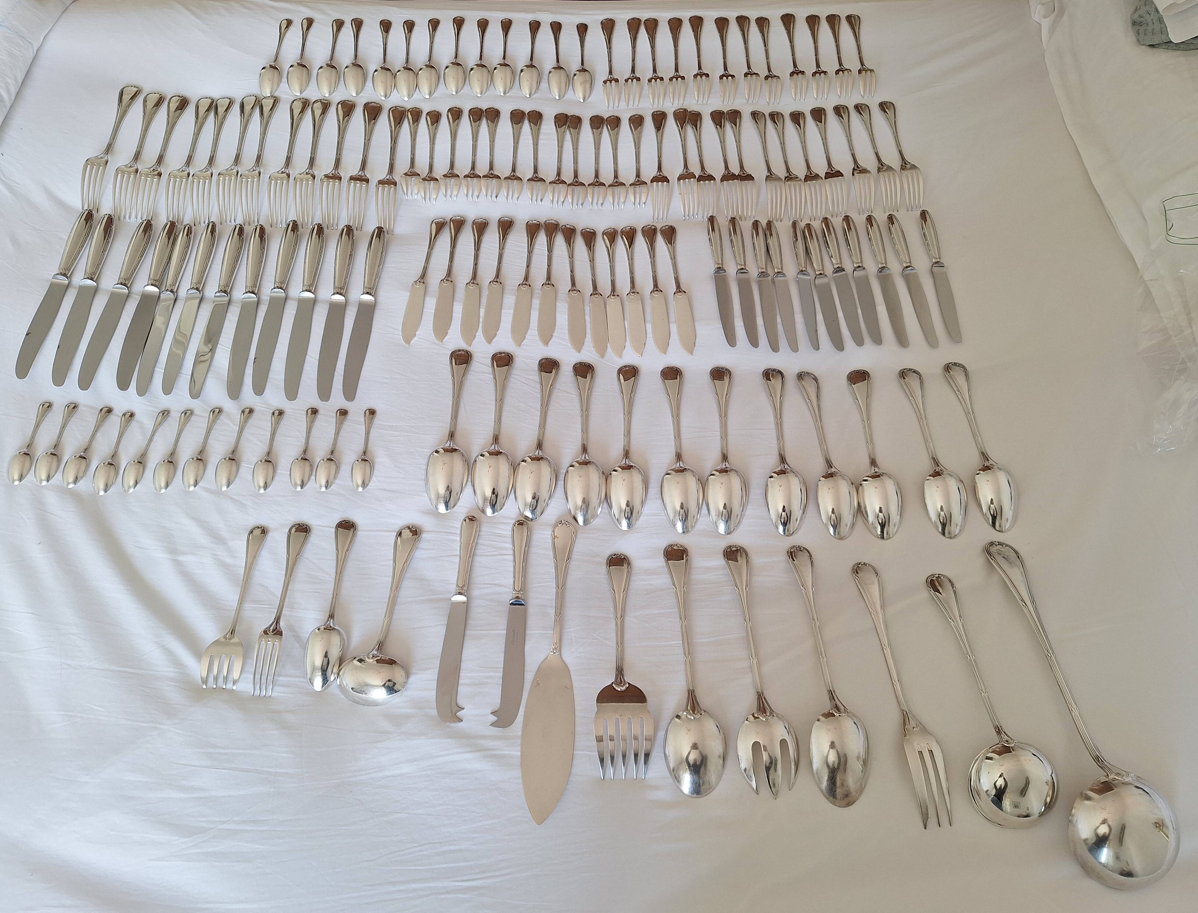 Christofle Rubans Cutlery Set - 133 pieces in silver-plated metal