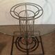 Wrought iron dining table with beveled round glass top, vintage 1980