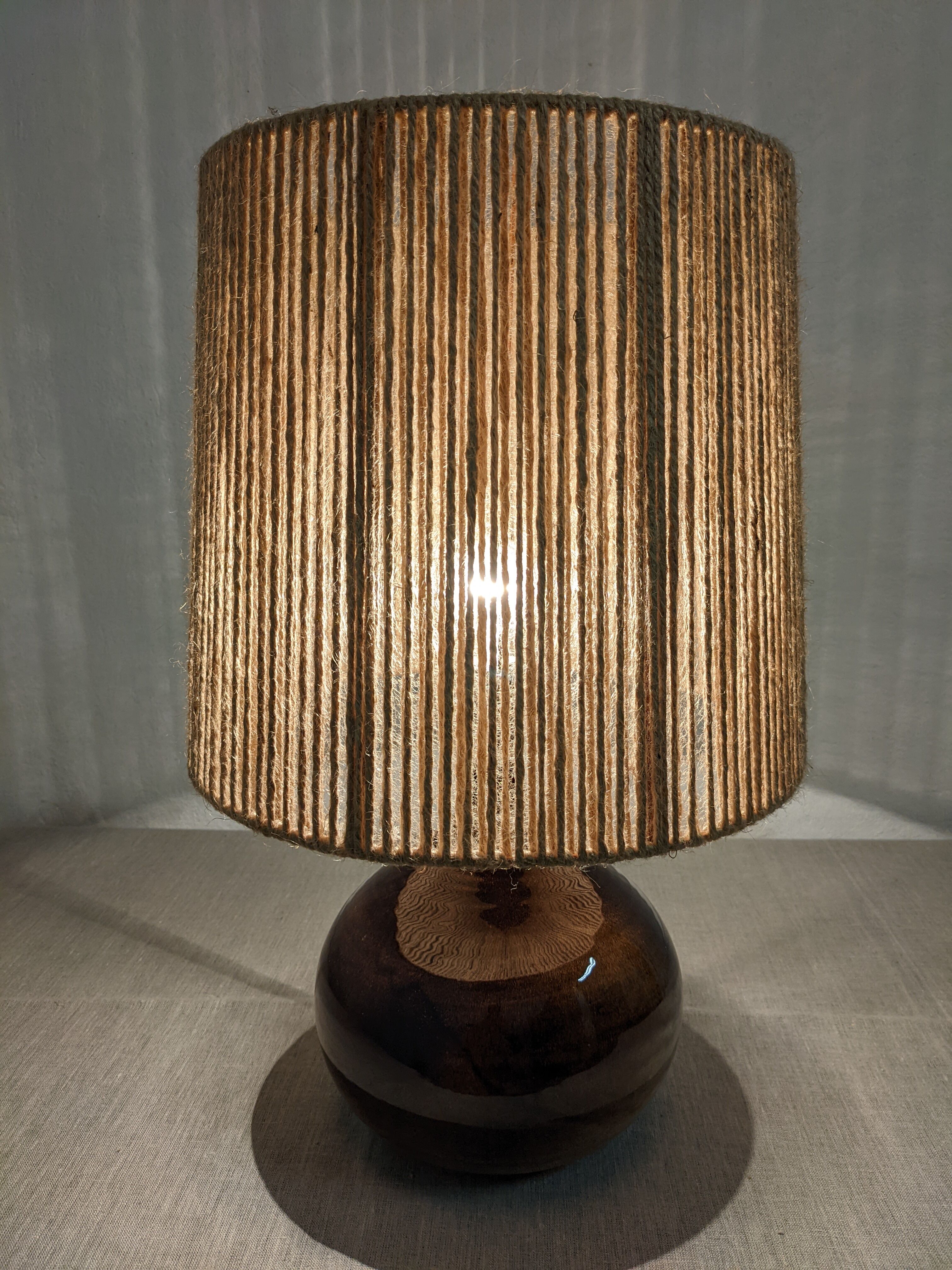 Vintage ceramic lamp and jute rope