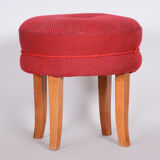 Red Mid Century stool made in 1950s Czechia