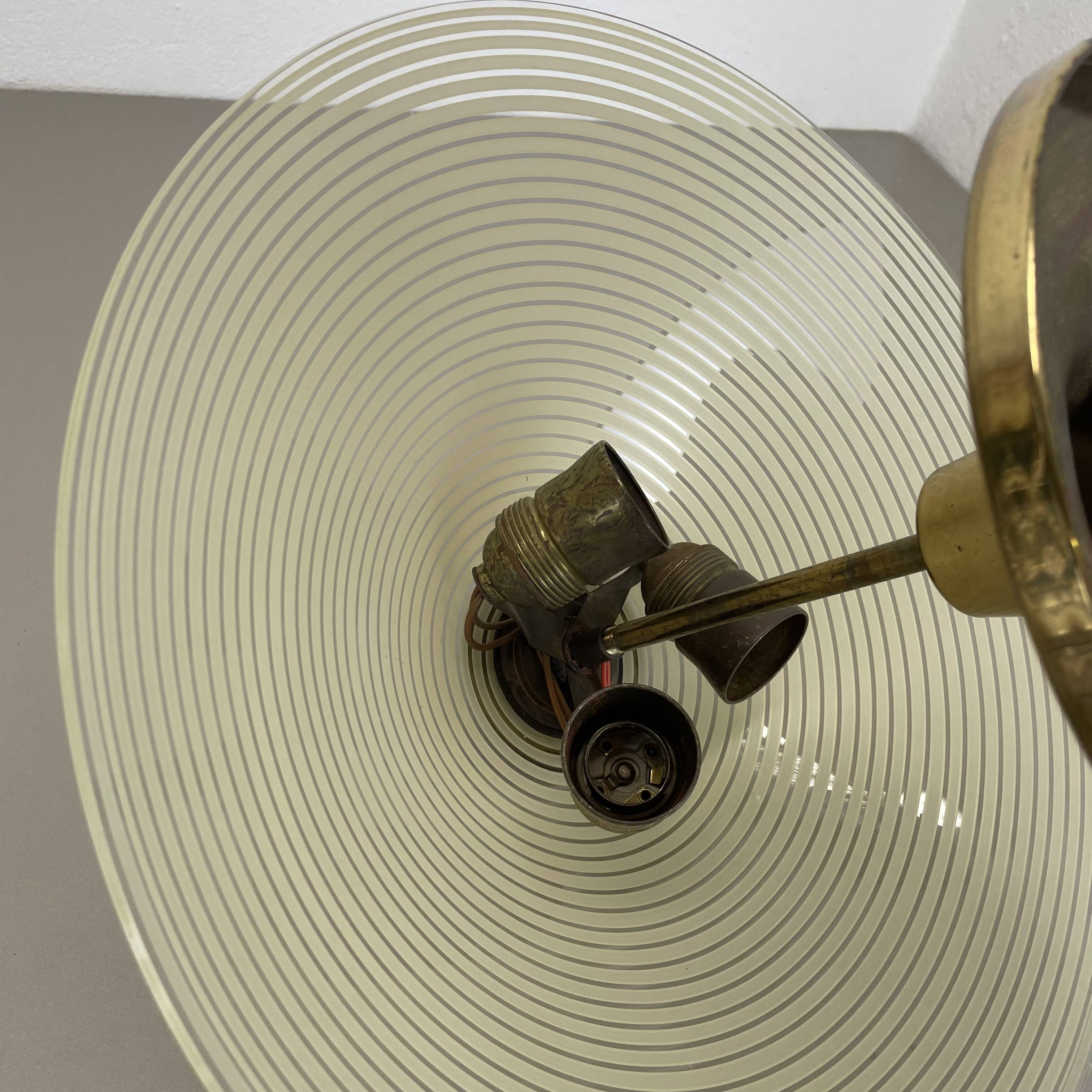 Modernist brass and glass Ceiling Flushmount Light, Italy 1950s