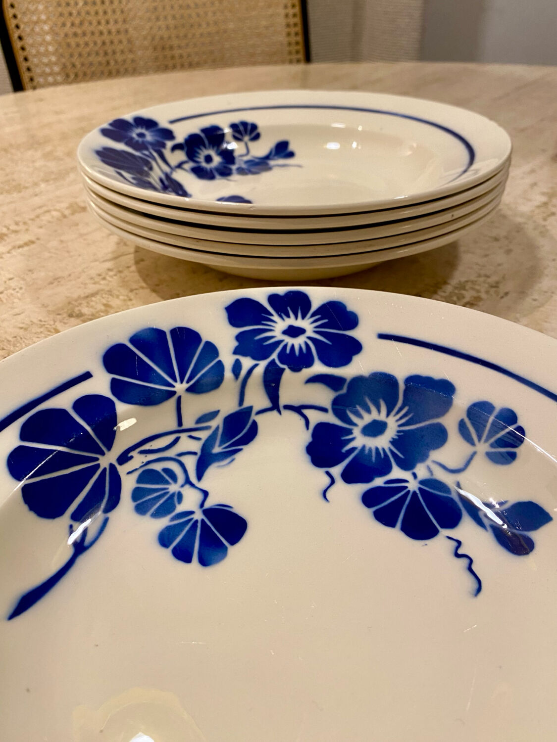 Set of 6 Badonvillier porcelain soup plates