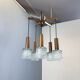 5-bulb cascade lamp, rosewood, chrome and textured glass shades, 1960s