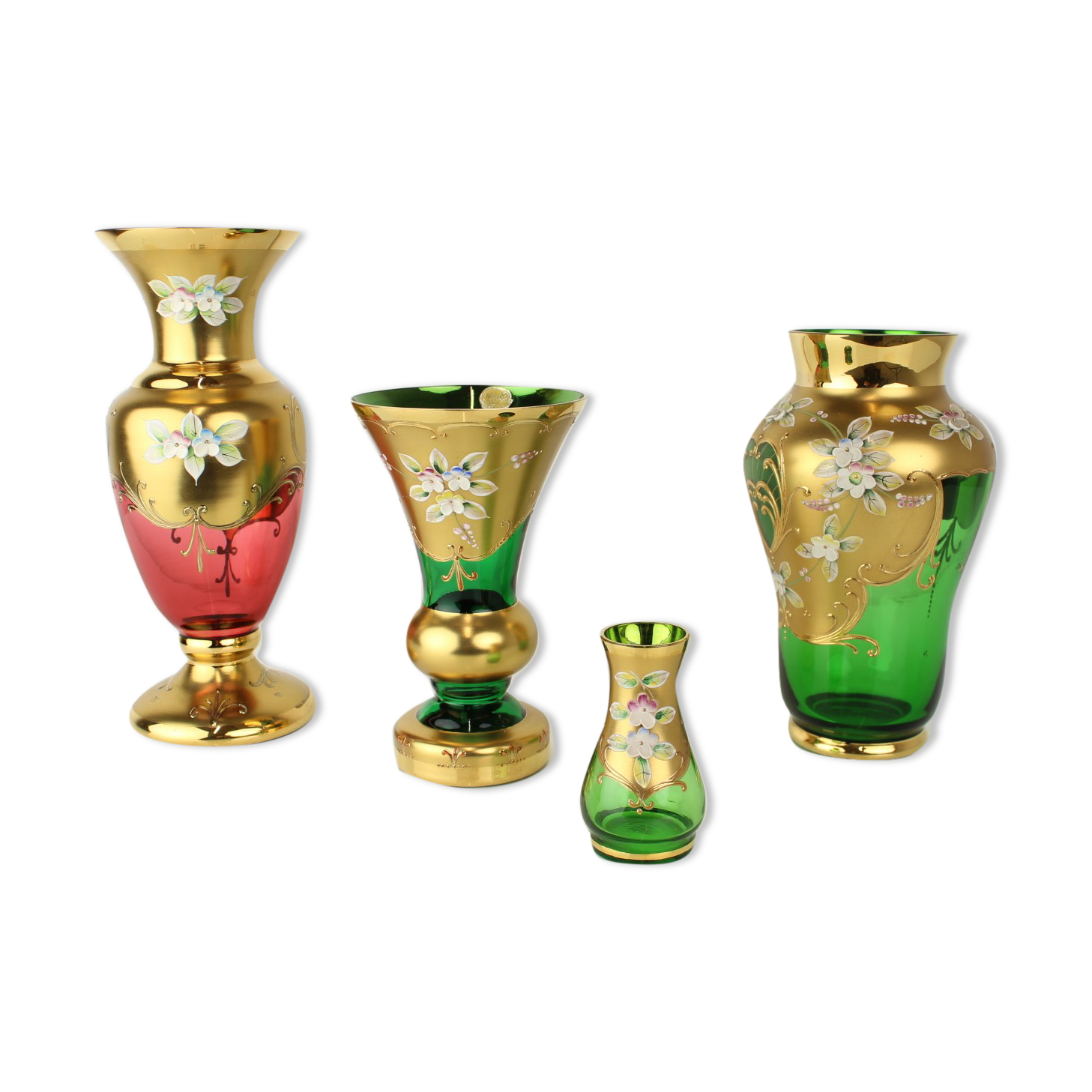 Bohemia glass vase, high enamel,gold,1950s, czechoslovakia