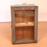 Burmese teak wall display case with original polychrome patina