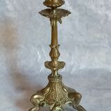 Bougeoir en bronze doré tripode XIXème