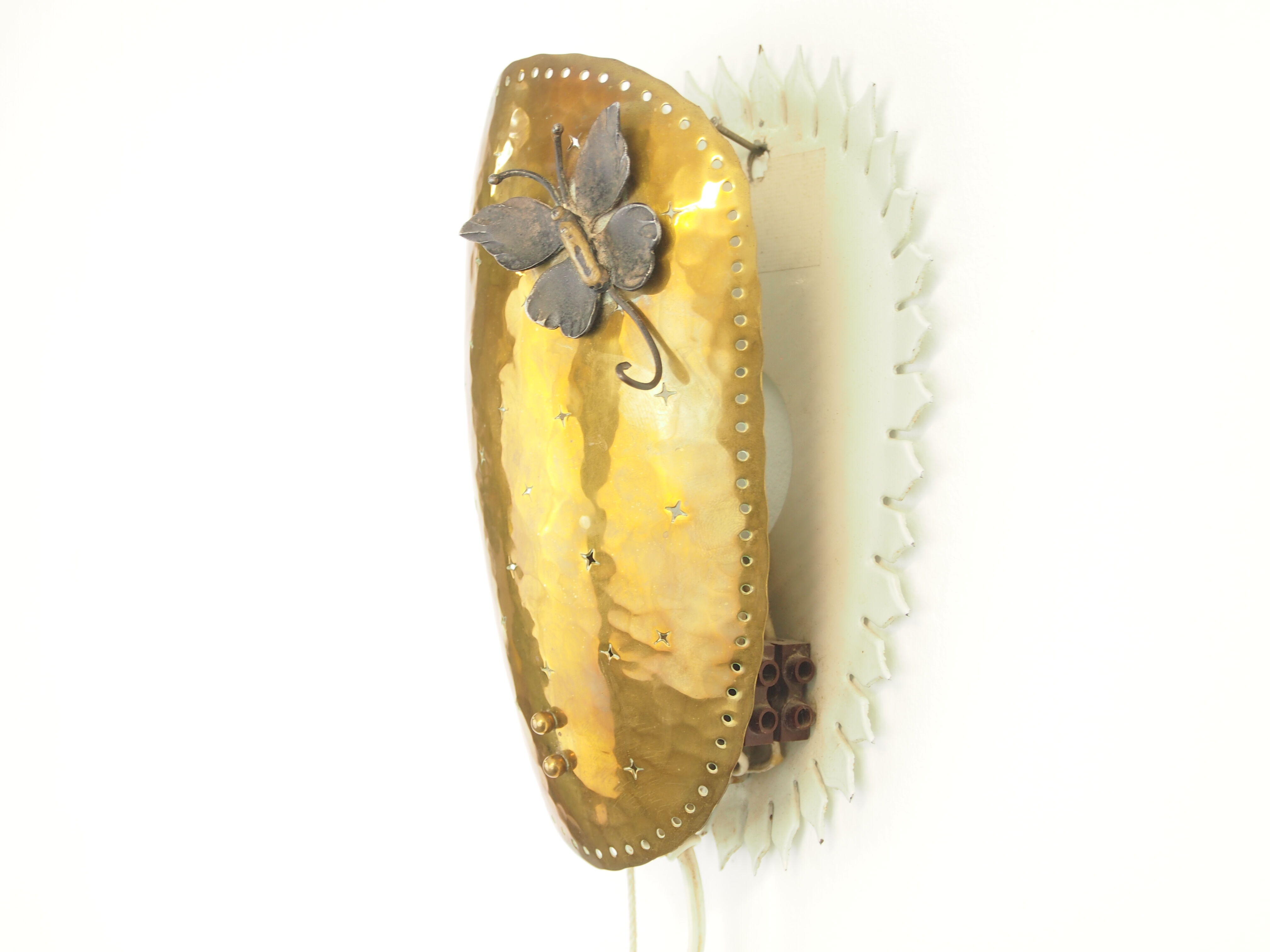 Vintage mid century brass sconce with butterfly