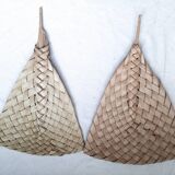 Set of 5 African fans woven in vegetable fiber, from Togo