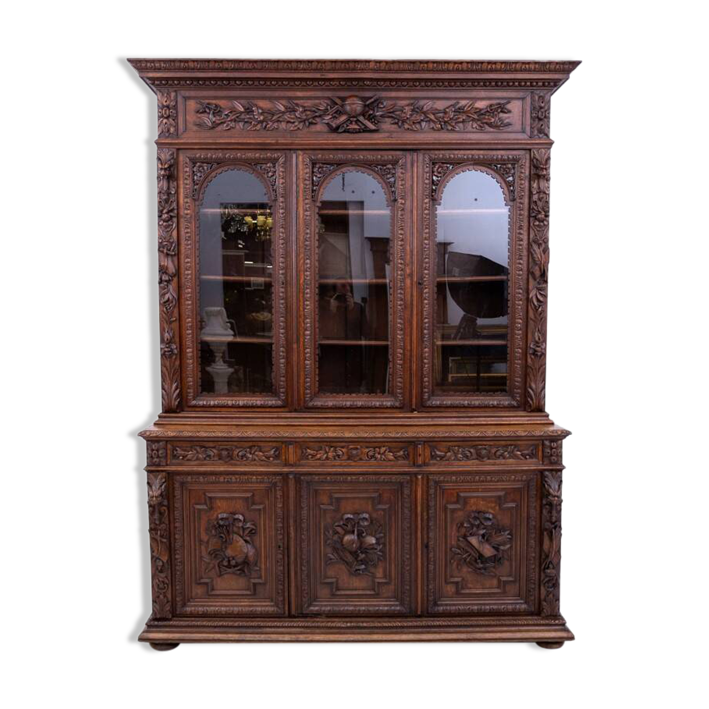 Carved library/sideboard, France, circa 1880.