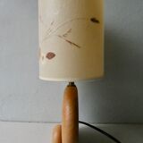 Wooden lamp with its herbarium lampshade from the 70s