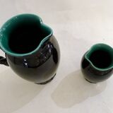 Set of 2 pitchers with braided handles, in Grandjan-Jourdan Vallauris earthenware, 1950