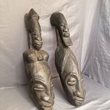 Ancient Pair Mask Helmet Dogon Bambara Mali Ceremony Ritual