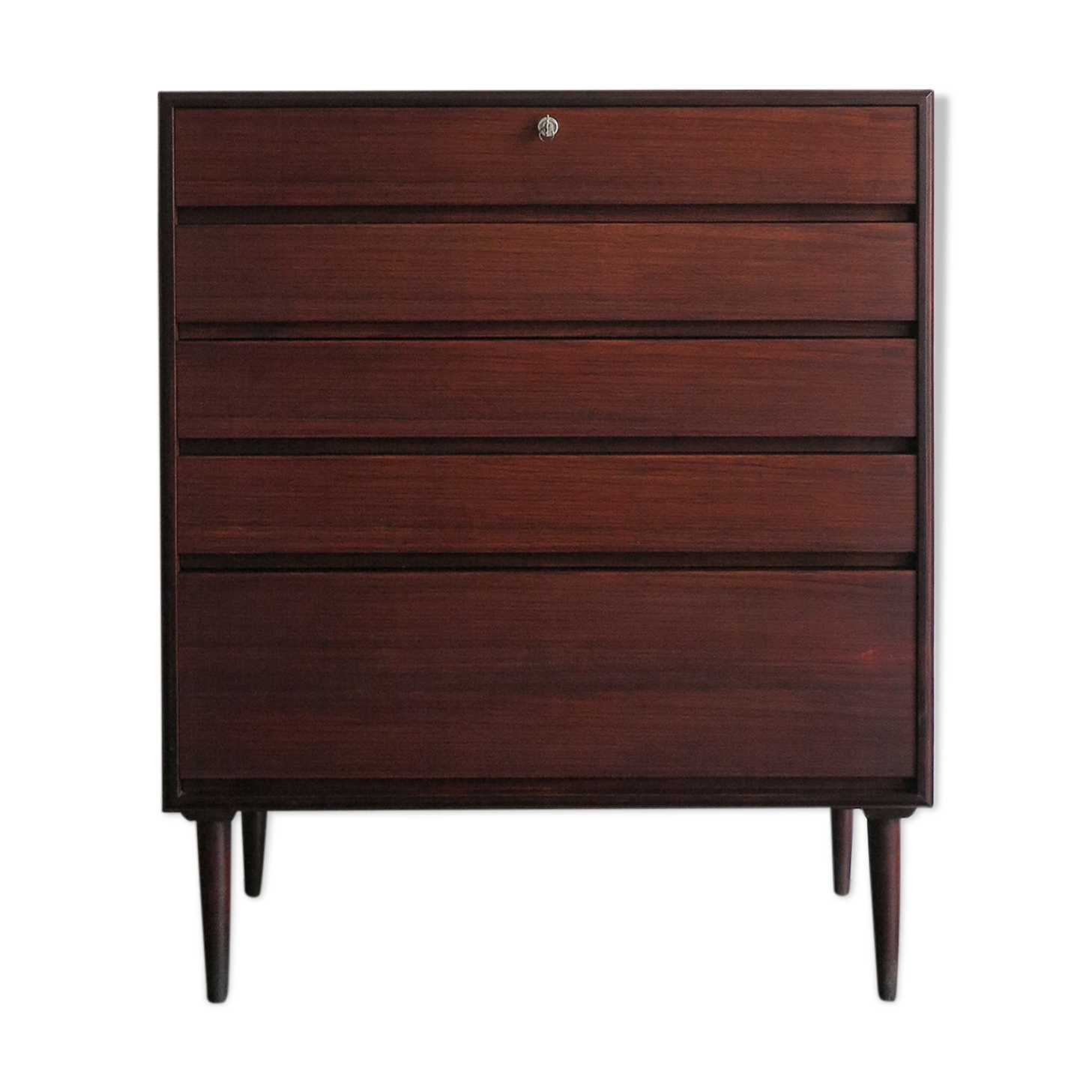 Scandinavian midcentury darkwood chest of drawers 1950s