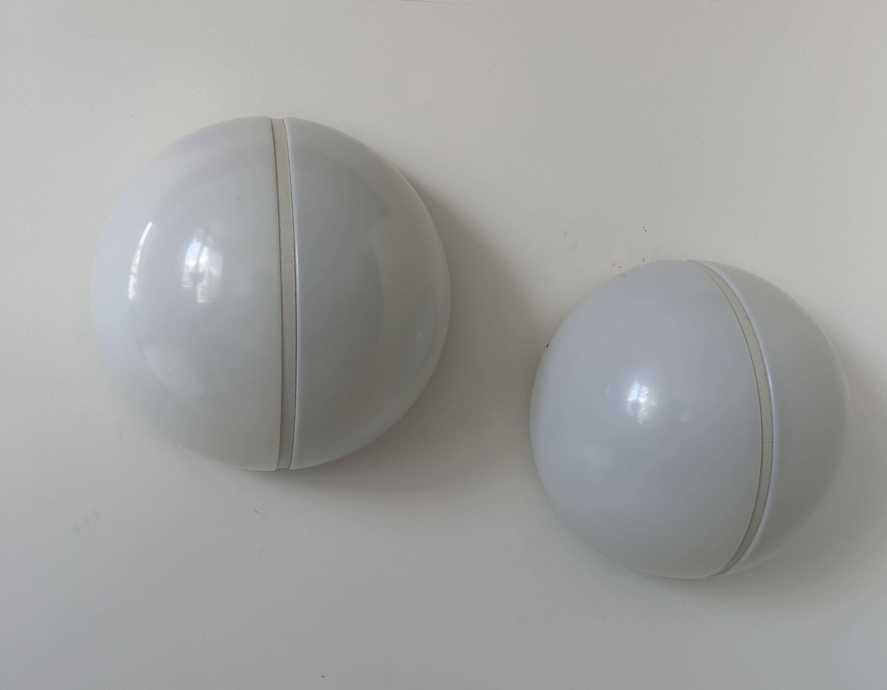 Pair of metal and opal perspex wall lights, Germany 1970