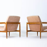 Ensemble de deux fauteuils danois en tissu rose