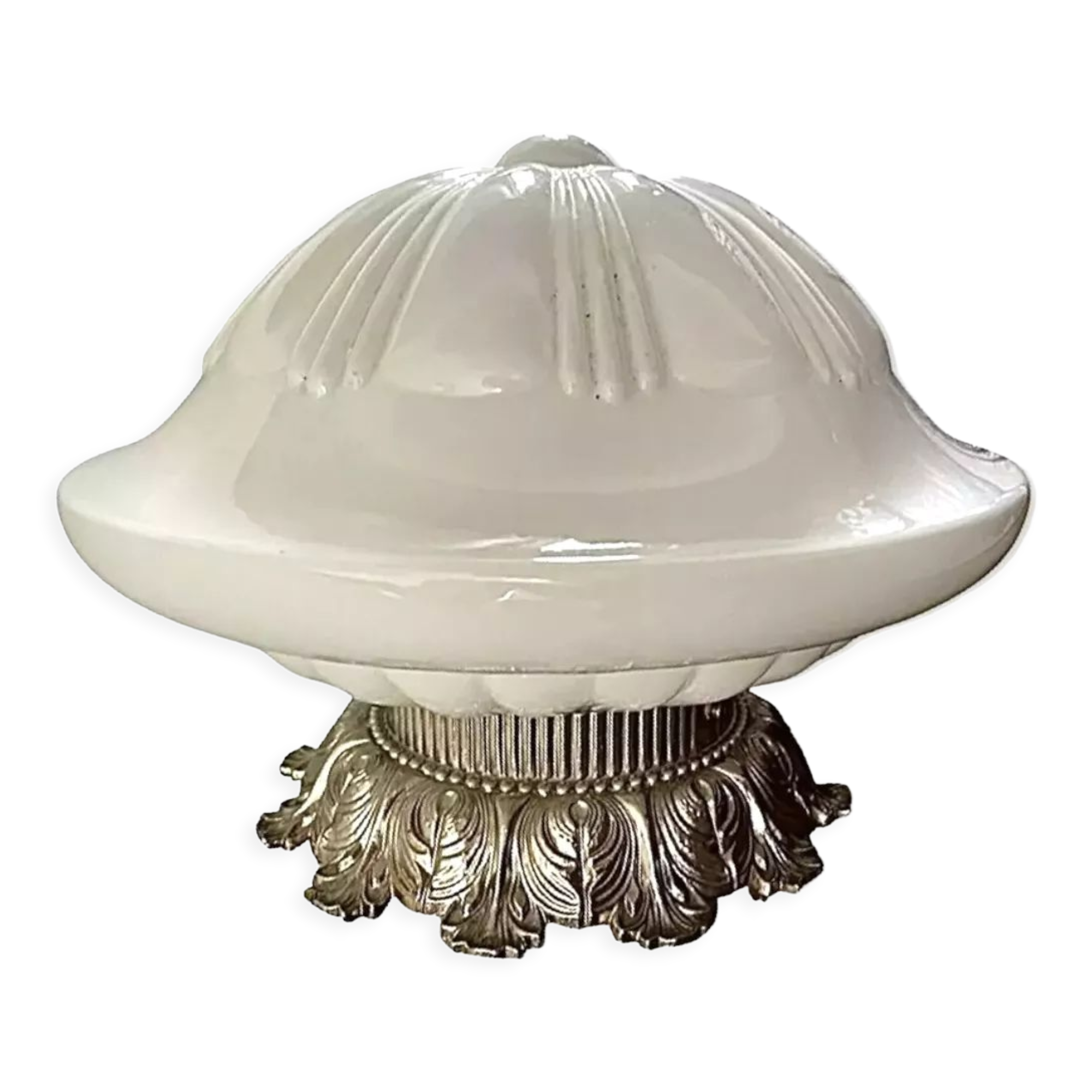 Art Deco ceiling lamp in white opaline