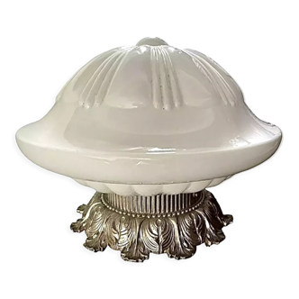 Art Deco ceiling lamp in white opaline