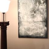 Abstract painting tones white and gray