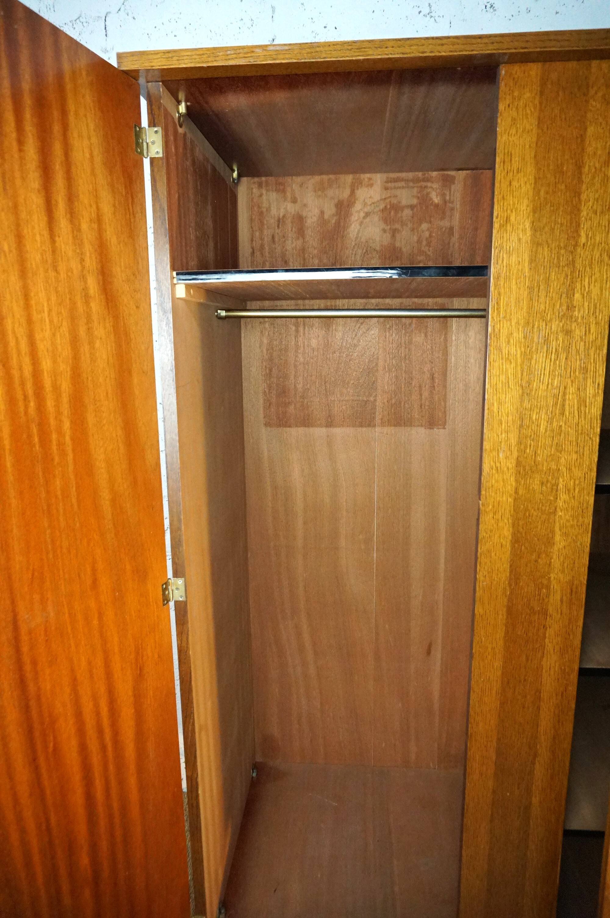 Vintage 2-door wardrobe from the 1950s with compass feet, easy assembly
