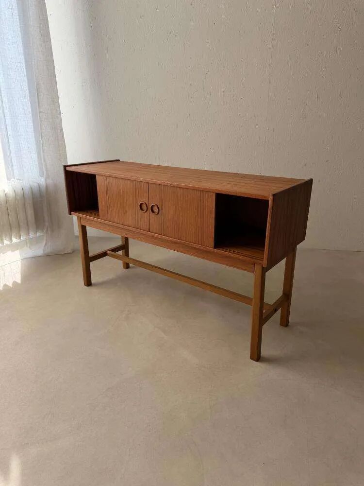 Scandinavian teak sideboard 1960s compact Danish design cabinet