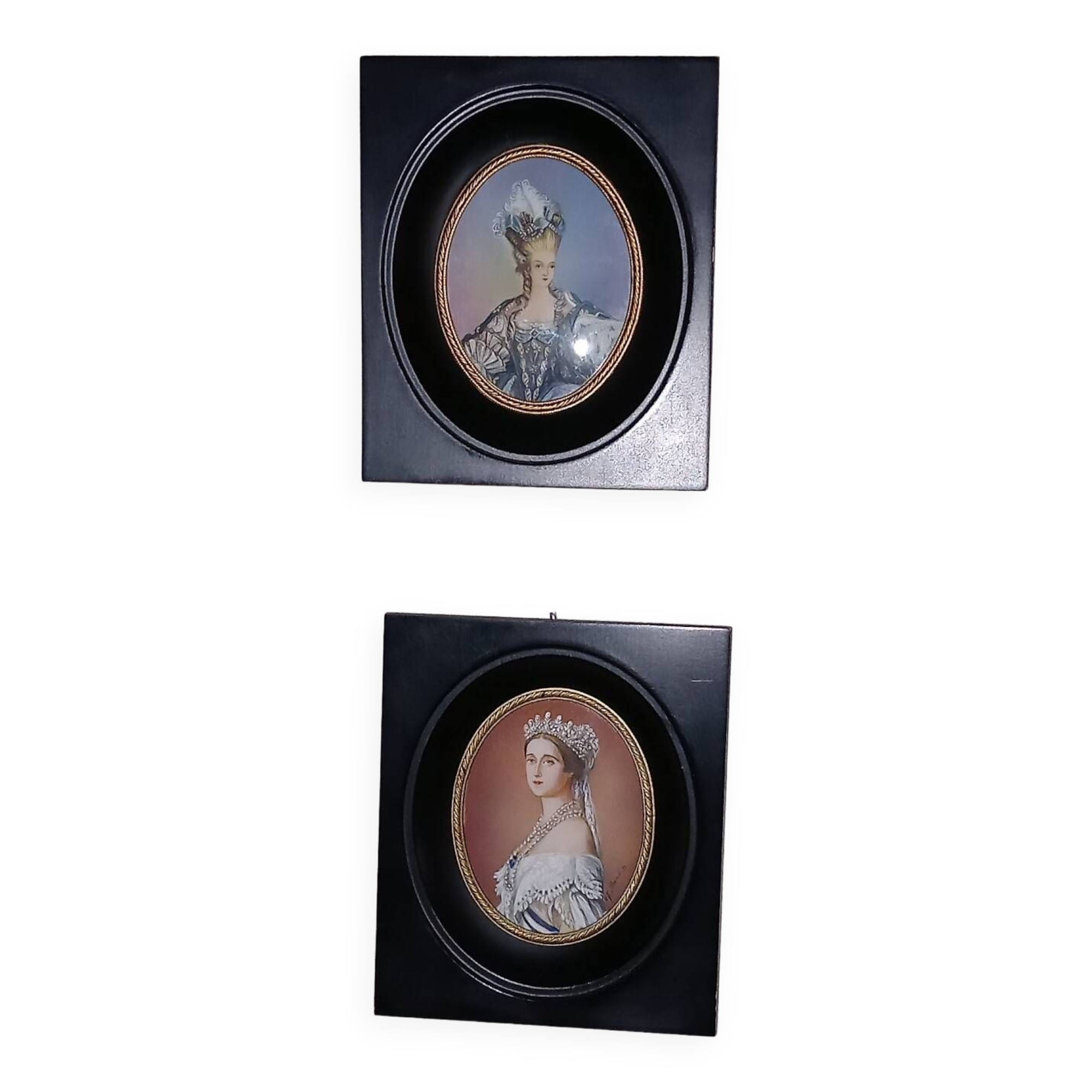 Old miniature paintings ebony frame