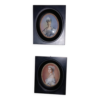 Old miniature paintings ebony frame