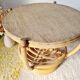 Vintage rattan side table with two round tops – 1960